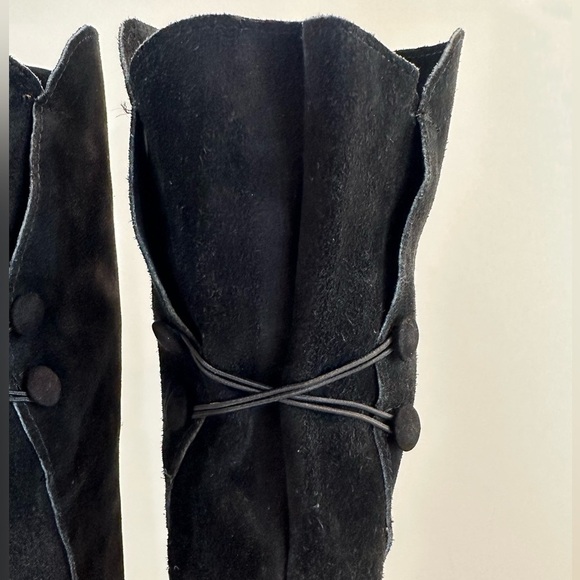 Over The Knee Black Suede Leather‎ Boots Made in Spain - Picture 7 of 11